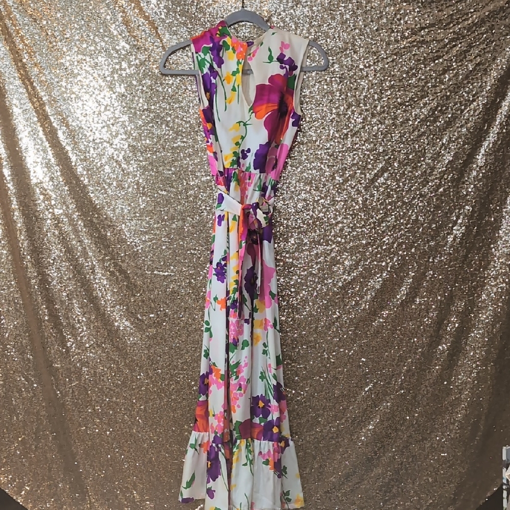60s Vintage Legit Floral Sleeveless Maxi Dress